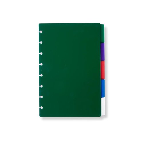 Levenger Circa Classic Colors Tab Dividers (Set of 5) Junior (8 Discs) Discbound Notebook dividers in Red, Pine, Clear, Purple and Blue