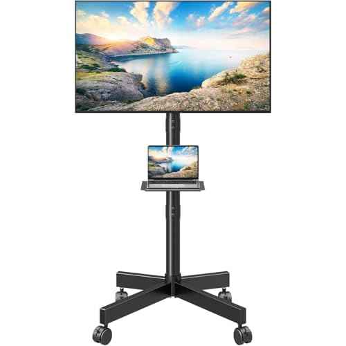 MOUNTUP Rolling TV Stand Mobile TV Cart for 23-60" TVs, Portable TV Floor Stand with Wheels for 27 32 40 43 50 inch Flat/Curved TVs, Height Adjustable, Tilting Mount, Max VESA 400x400mm, MU1117
