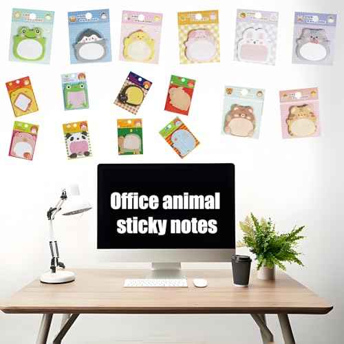 32 Pads Cute Sticky Notes, Animal Sticky Notes Self Adhesive Cartoon Notes Memo Pads Notes Page School Tab for School Office Supplies