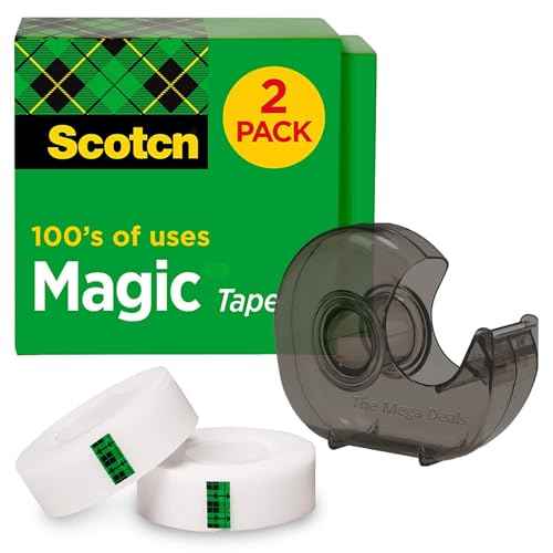 2 Rolls Invisible Tape with Refillable Tape Dispenser, Writable Tape Refills for Dispenser, 3/4 x 1296 Inches, Matte Gift Wrapping Tape for Home, Office, School (Gift Pack)