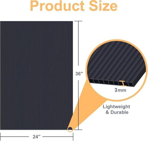 Black Corrugated Plastic Board 24x36 Inches - Thick Weatherproof Sign Sheets - 4 Pack