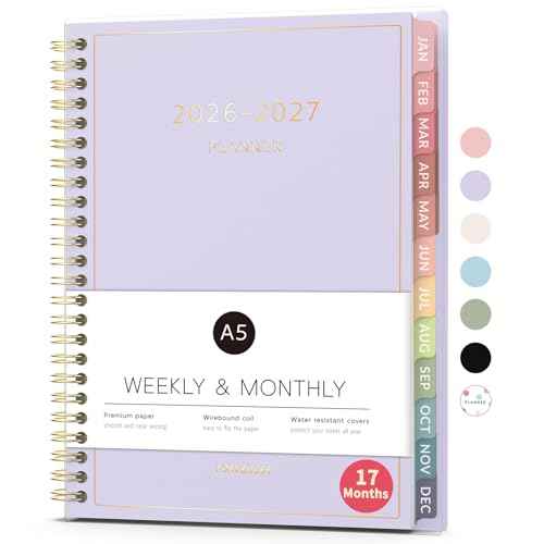Forvencer Planner 2026-2027, 17 Month Weekly and Monthly Calendar Planner, Jan 2026 -May 2027, 6.3" x 8.4", Daily Agenda Book with Tabs, College Organizer Notebook, School Supplies for Student Teacher Classroom, A5, Purple
