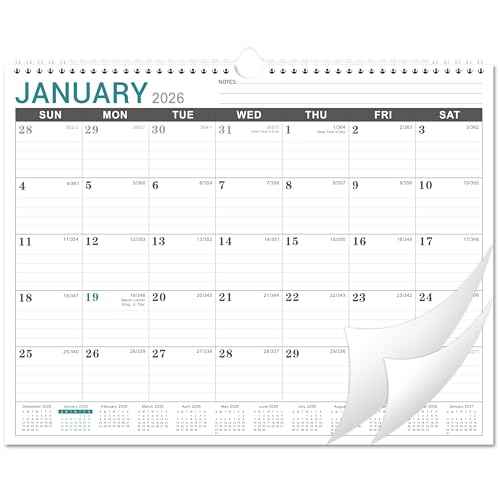 2026 Wall Calendar - 2026 Calendar Wall from Jan. 2026 to Dec. 2026, Monthly Calendar with Large Ruled Blocks and Julian Dates, Calendars for Easy Planning, 11.5''x14.75''