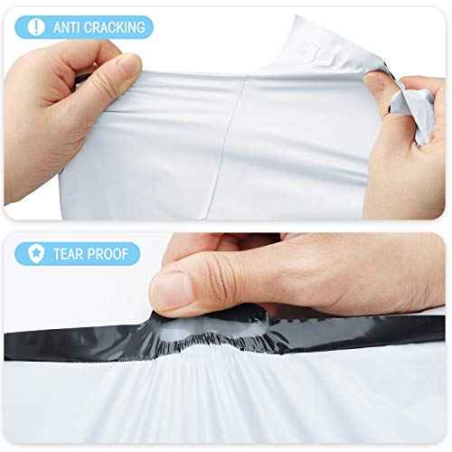 Fuxury Poly Mailers 10x13 Inch 100 Pack,Shipping Bags for Clothing,Strong Adhesive Mailing Envelopes,Heavy Duty Self Seal Plastic Postal Return Package Bags for Books Accessories Business,White