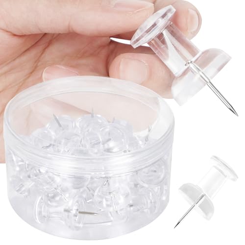 DANRONG 30Pcs Jumbo Push Pins for Bulletin Board - Clear, Large Thumb Tacks, 1.81in