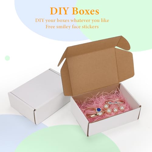 White 6x4x2 Inch Shipping Boxes Pack of 50 - Corrugated Cardboard Mailers