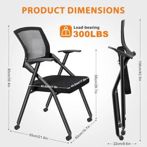 Tacarlha Ergonomic Folding Office Chair with Mesh Back, Armrest & Wheels (Oversized / 1)