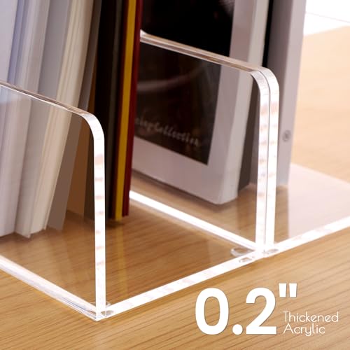 SANRUI Acrylic Magazine File Holders, Classroom Organization and Storage, Clear Bookend File Sorter, Desktop File Organizer 2-Pack