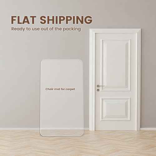 Office Chair Mat - Heavy Duty, 47"x32", 1/7" Thick, Flat Shipping, Suitable for Carpet and Hardwood Floor
