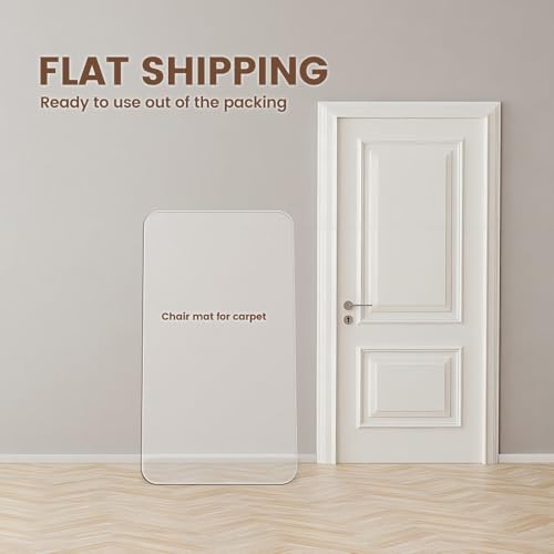 Office Chair Mat for Carpet, 48"x36", Transparent, 0.14" Thick, Heavy Duty, Flat Shipping, Protects Carpets & Hardwood Floors