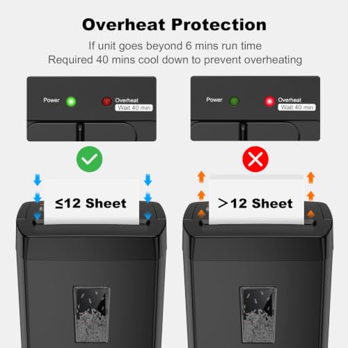 Bonsaii 12-Sheet Cross Cut Paper Shredder All Black Large Heavy Duty Home Office Security P-4