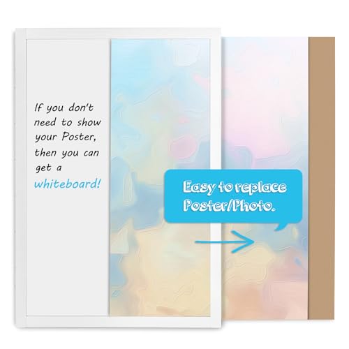 White Hidden Board with Wooden Frame 20x30in Enclosed Whiteboard for Office & Home (Poster Not Included)