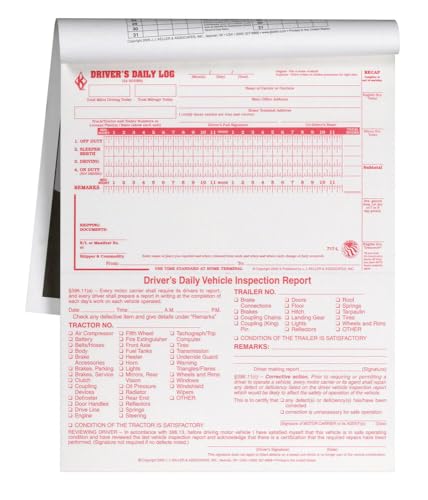 J. J. Keller Driver Daily Log Book 5-Pack (Carbonless, 31 Forms per Book, 8.5 x 11)