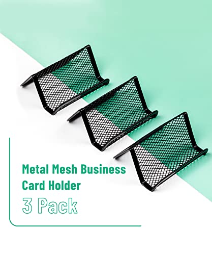 Mr. Pen Black Metal Mesh Business Card Holders 3-Pack for Office & Travel