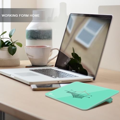 TOWON Mint Mini Desktop Glass Whiteboard - Small Dry-Erase Board with Markers