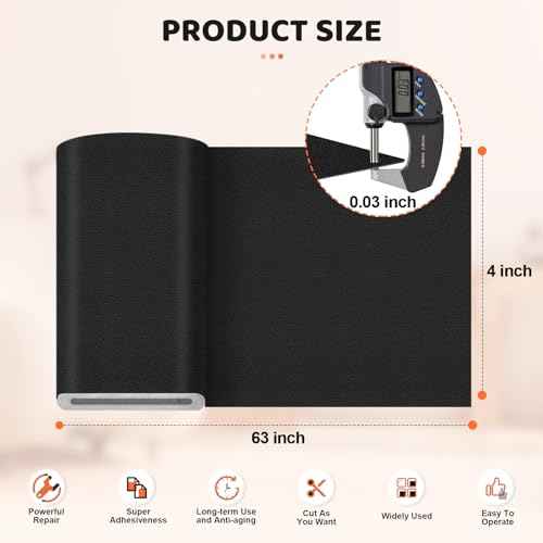 Leather Repair Kit for Furniture, 4¡¿63 in Black Leather Tape for Car Upholstery Seat Repair, Upgraded Self-Adhesive Fabric Leather Repair Patch for Motorcycle, Leather Couch Repair Patches