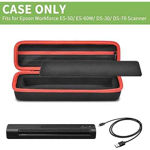 Case Compatible with Epson Workforce ES-50/ ES-60W/ ES-55R/ ES-65WR/ DS-30/ DS-70/ DS-80W Portable Sheet-Fed Document Scanner, Storage for Epson Scanner for PC and Mac- Black (Box Only)