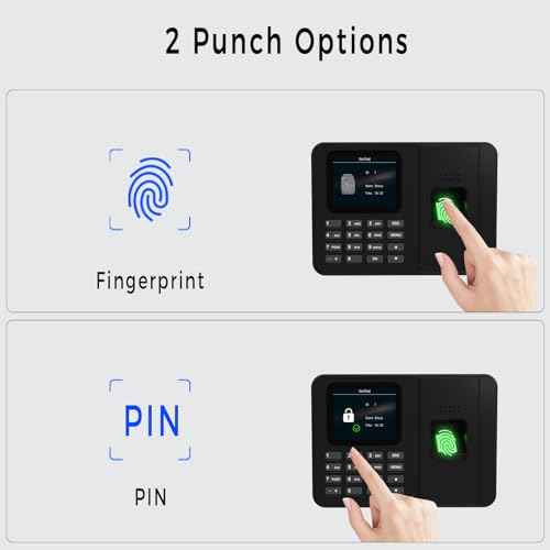 Time Clocks for Employees Small Business, Fingerprint + PIN, Clock in and Out Machine for Employees, No Monthly Fee No Software Required
