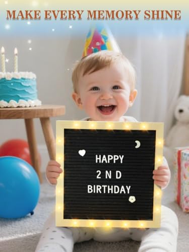 Black Felt Letter Board with LED Lights & Stand - 10x10 Inch Halloween Decor