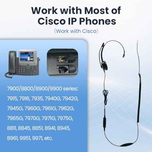 VT RJ9 Headset for Cisco-IP-Phones - Telephone Headset with Noise Cancelling Mic with Mute&Volume Control 7945G, 7965G, 8811, 8841, 8845 (7900/8800/8900 Series)