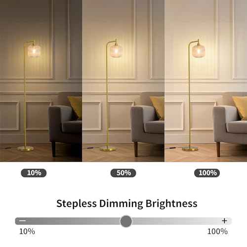 MAYNA Glass Floor lamp Living Room, Modern Vertical lamp, Remote Control Switch with Glass lampshade, 67-inch high lamp Suitable for Bedroom and Study (2700K LED Bulb Included)
