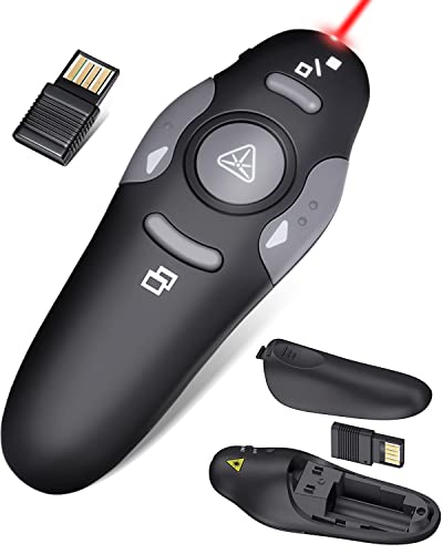 CLIKBUTM Wireless Presentation Clicker with Laser Pointer & Battery - Portable Remote for PPT & Slides