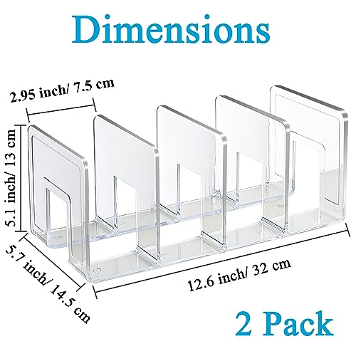 SAYEEC Acrylic File Holder, Clear File Sorter Desk File Organizer, Sturdy Desktop File Folder Organizer Rack for Envelopes Mail Letter Paper Notebook Electronics Office Supplies (4 Sections, 2 Pack)