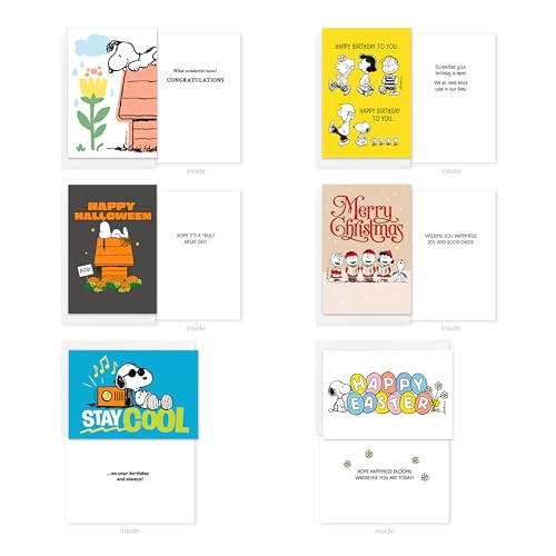 American Greetings 30-Count All Occasions Peanuts Card Pack with Keepsake Box and Envelopes