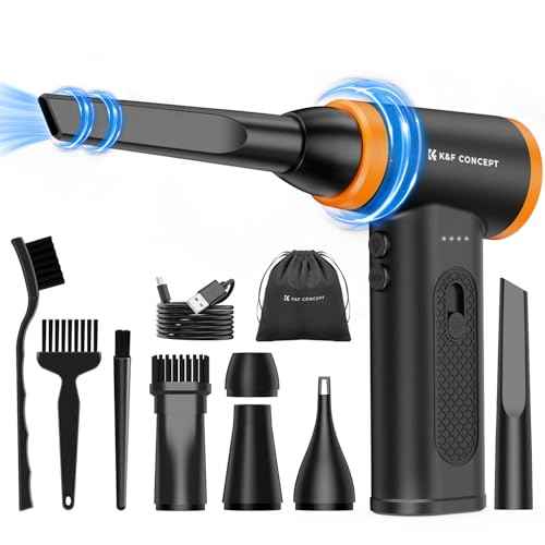 K&F CONCEPT Brushless Compressed Air Duster, 3 Gear Adjustable, 120000 RPM Super Power,Rechargeable&Portable, with Fast Charging, for Deep Computer Clean, Keyboard, Car Dry, Home