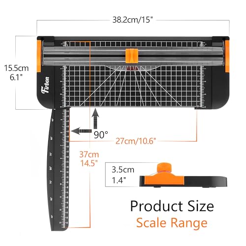 Firbon Black A4 Paper Cutter, 12 Inch Guillotine Trimmer with Extended Ruler - Portable & Safe