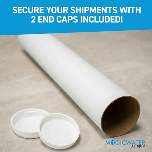 MagicWater Supply 2 Pack White Mailing Tubes 2x12in Protect & Ship Safely