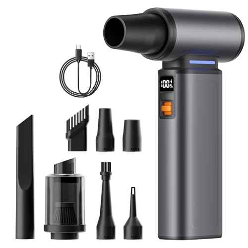 WINGDA Compressed Air Duster Rechargeable Electric Air Duster Portable,100 Gear Stepless Turbo Fan,Car Vacuum Portable Cordless,4in1 Air Blower for Electronics,Keyboard Cleaning,Indoor and Outdoor