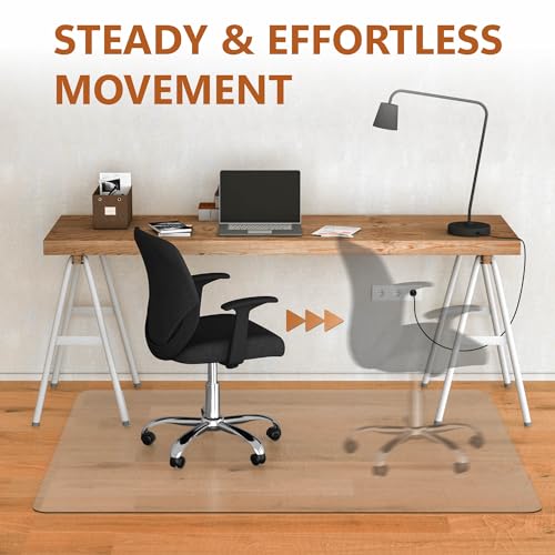 Large Office Chair Mat for Hardwood Floor- 46" x 72" Clear Computer Desk Chair Mat for Hard Wood/Tile Floors, Easy Glide Plastic Mat for Under Office Chairs on Hardwood for Work & Home