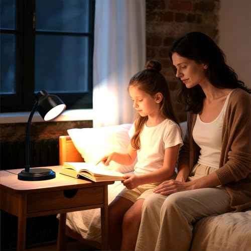 LED Desk Lamp for Office Home,Table lamp,Desk Lamp for College Dorm Room,4 Brightness,Dimmable Table Lamp Eye Caring Reading Light(Black)