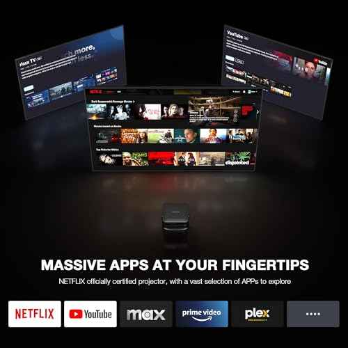 ¡¼Netflix-Licensed Projector & Native 1080P¡½Thinnest 1.81" Smart Mini Projector with WiFi and Bluetooth, Auto Focus & Keystone Portable Outdoor Projector, VOPLLS 4K Support Home Movie Projector(black)