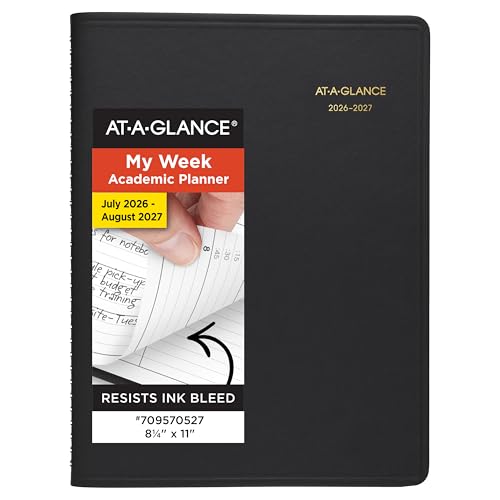 AT-A-GLANCE Academic Planner 2026-2027 Weekly Appointment Book, 8.25" x 11", Black