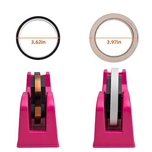 Ihomecooker Rose Red Desktop Tape Dispenser, 1" & 3" Core, Weighted Nonskid