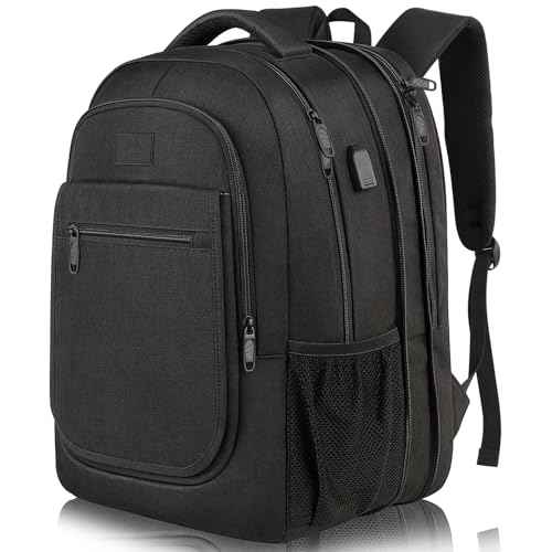 MATEIN Travel Backpack for Men, Expandable Laptop Backpack with USB Charging Port, Anti Theft Business Computer Bag Fit 15.6 Inch Laptop, Water Resistant College School Bookbag for Men Women, Black