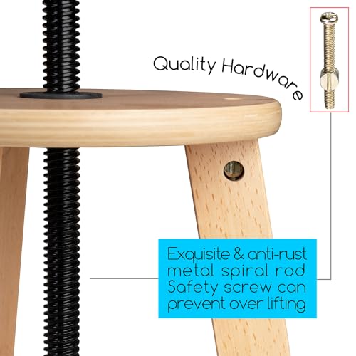 MEEDEN Natural Finish Adjustable Drafting Stool – 19-26 in Height, German Beech