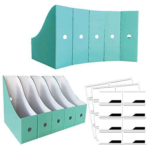 24 Pack Teal Cardboard Magazine Holders, Premium Magazine File Holder for Desk, Foldable Large Volume Magazine File Organizer as Book Bins or Folder Holder for Office or School¡¦