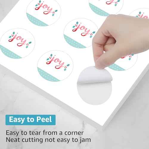 MaxGear 2" Round Sticker Labels, for Inkjet or Laser Printer, Matte White Printable Labels Sheets, Strong Adhesive, Dries Quickly, Holds Ink Well, 30 Sheets, 360 Pcs