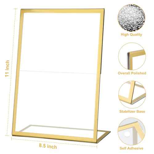 EHWINE 12 Pack Acrylic Sign Holder 8.5 x 11, Gold Picture Frame Stand up Table Top Sign Holders, Slanted Back Paper Holder Clear Display Stand Menu Flyer Holder for Wedding Party