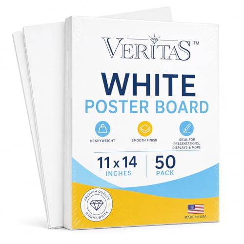 White Poster Board 11x14 Inches - 50 Pack Heavyweight Craft & Presentation Paper