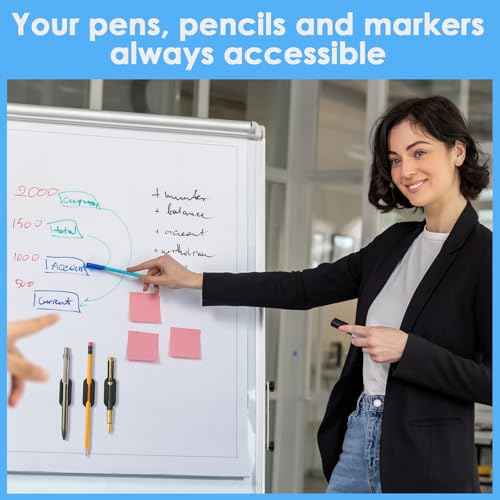 20 PCS Adhesive Pencil Holders, Silicone Marker Organizer for Desk, Notebook, Wall or Clipboard, Reusable Teacher Supplies for Classroom, Office, School Accessories (Black)