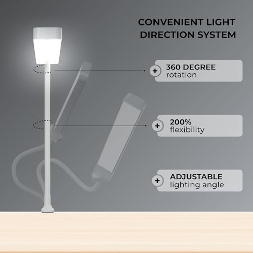 LK LISA KON LED Desk Lamps for Home Office, Eye-Caring Desk Light, Economic Nail Lamp for Desk, Dimmable Table Lamp, Reading lamp with Strong Fastening and Clamp