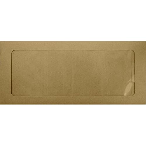 LUXPaper #10 Business Full Face Window Envelopes | Peel & Press | 4 1/8" x 9 1/2" | Grocery Bag Brown | 70lb. Text | 250 Qty