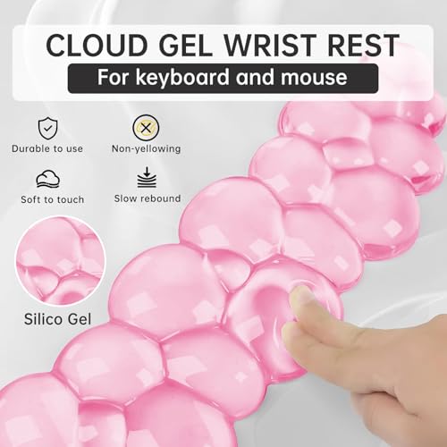 Aszqvd Pink Cloud Gel Wrist Rest and Mouse Pad Set for Ergonomic Comfort