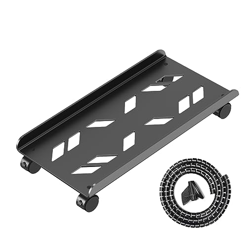 Hovadova Computer Tower Stand with 360° Wheels, Compact Mobile PC Stand