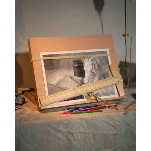 DJAR A3 Drafting Table Easel, Adjustable Portable Beech Wood Drawing Sketching Board, 5 Positions, Natural