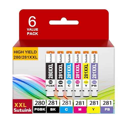 280 281 PGI-280XXL CLI-281XXL Compatible Ink Cartridge Replacement for Canon 280 281 Ink to use with PIXMA TS8322 TS8300 TS8222 TS8100 TS8200 TS9100 TS8320 TS8220 TS9120 TS8120 (6 Value Pack)